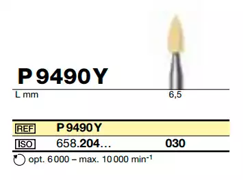 Полир P9490 Y 204.030 желтый, пуля, д/композ L6,5мм, для углового наконечника