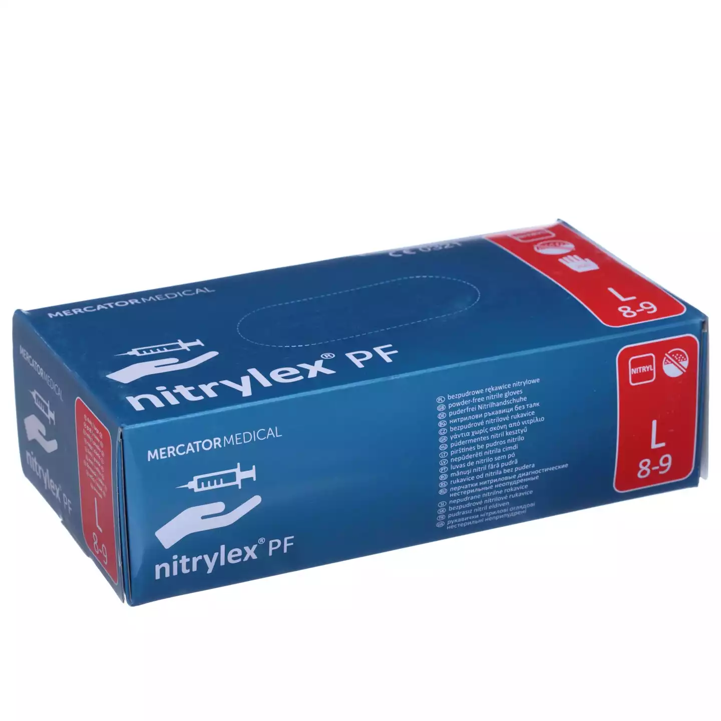 Перчатки Nitrylex® PF, размер L, нитриловые, вес 6,8г/пара, неопудренные, текстурированные на пальцах, цвет синий, нестерильные