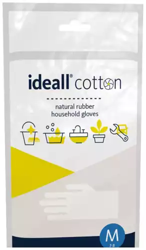 Перчатки ideall COTTON Household хозяйственные, размер М, длина 300мм, с внутренним хлопковым слоем, цвет желтый