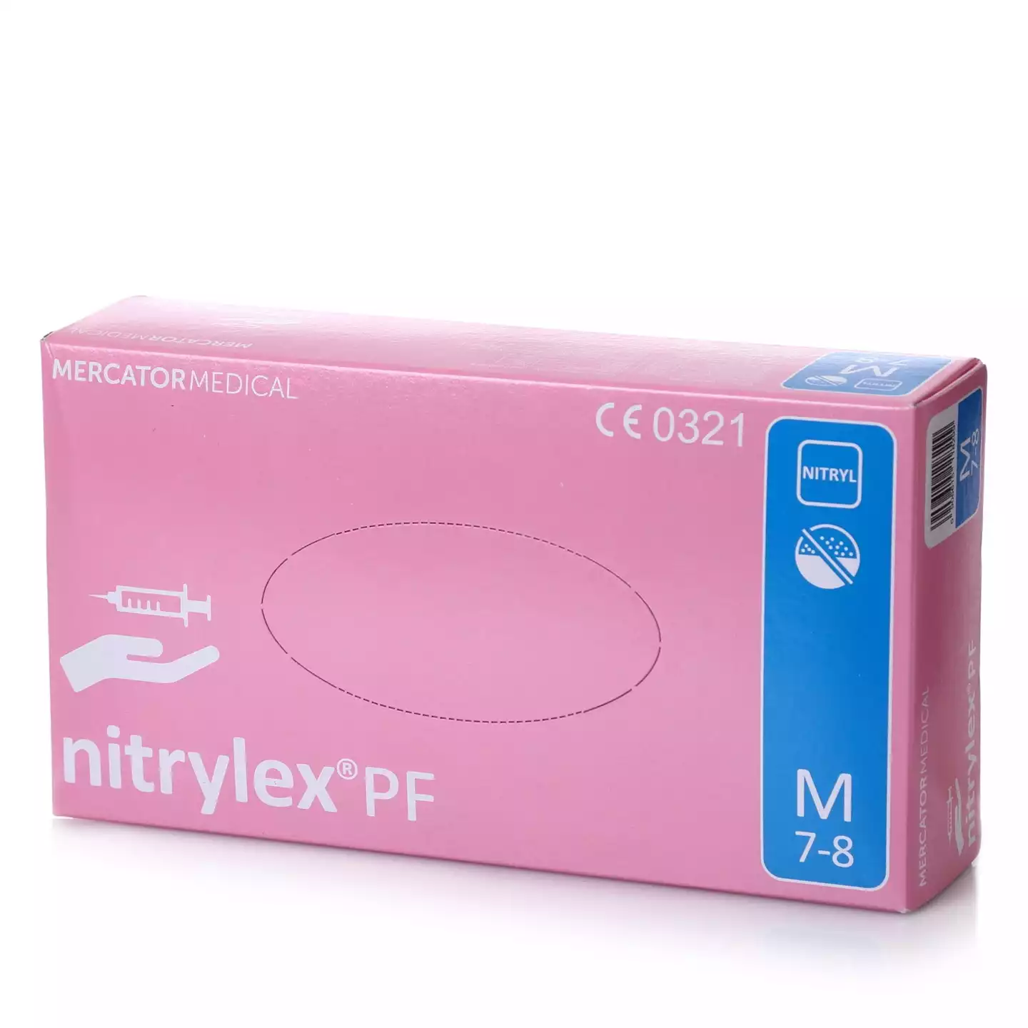 Перчатки Nitrylex® PF, размер М, нитриловые, вес 7,6г/пара, неопудренные, текстурированные на пальцах, цвет розовый, нестерильные