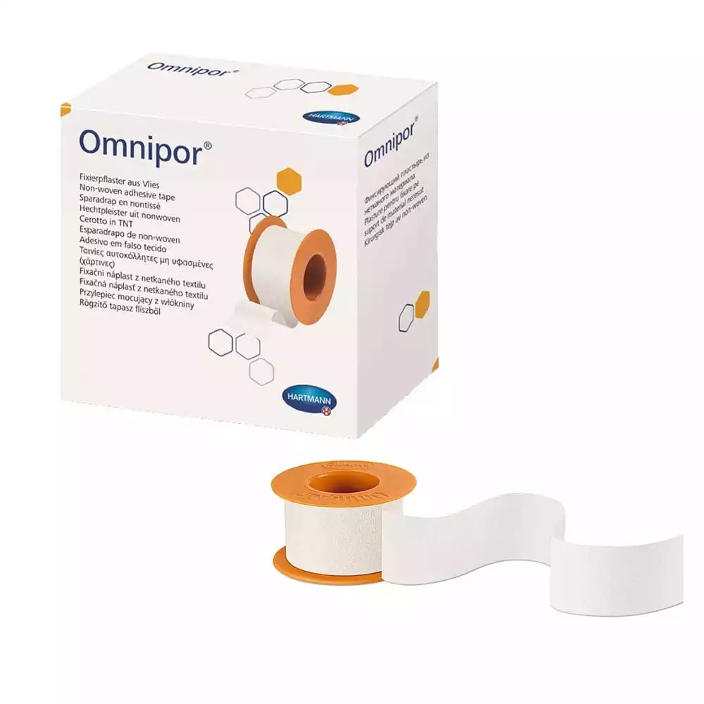 Пластырь OMNIPOR, размер 2,5см*5м, фиксирующий, гипоаллергенный без еврохолдера, хирургический, на нетканной основе