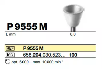 Полир P9555M белый, чашка, универсальный, L8мм, для углового наконечника