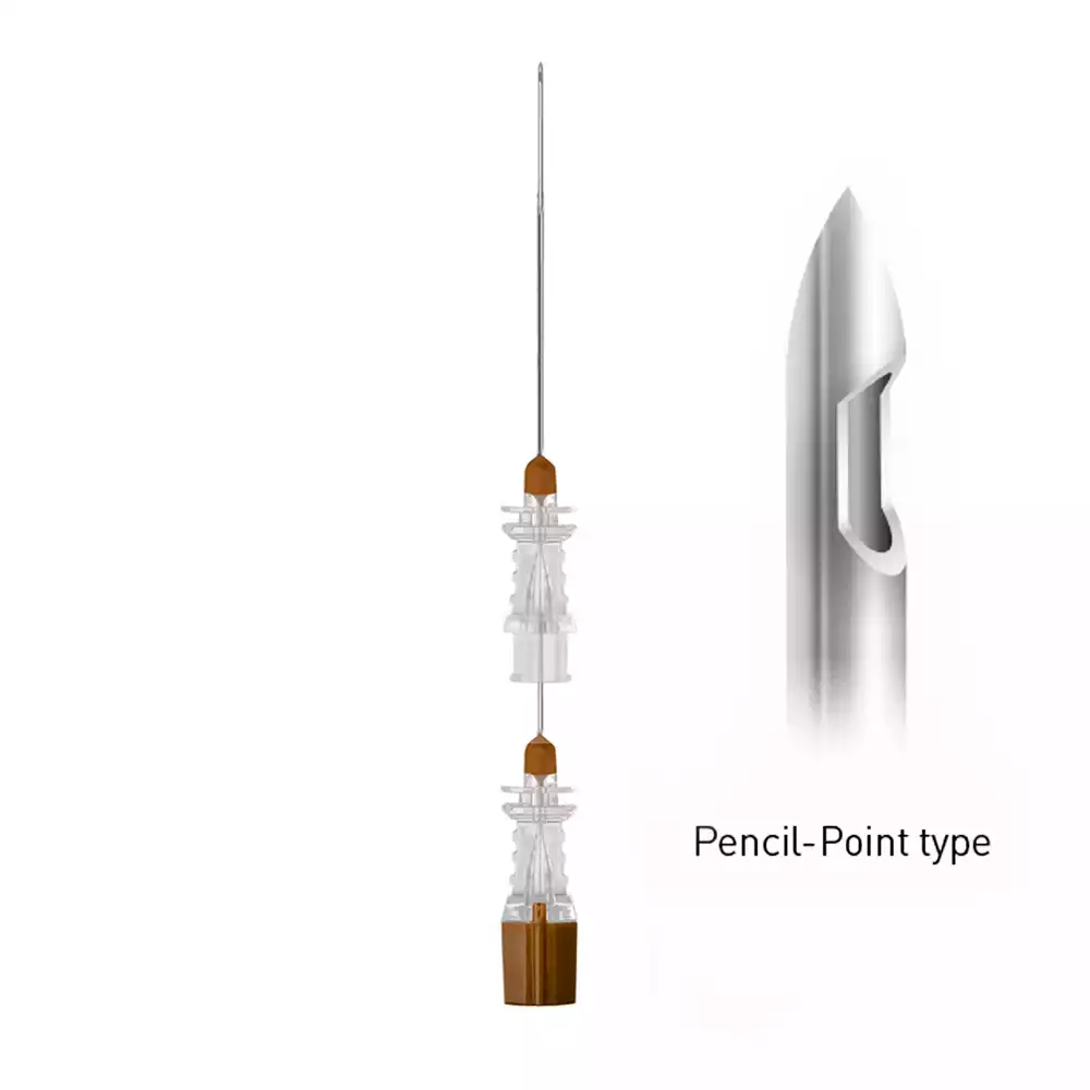 Игла спинальная Pencil Point 26G*3 1/2 (0,45*90мм), с проводником 20G×1⅓” (0.9×34мм), стерильная, коричневая