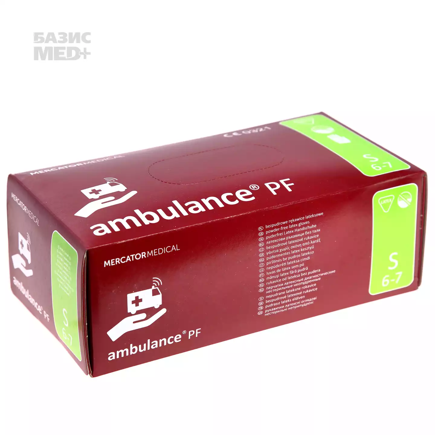 Перчатки Ambulance® PF, размер S, латексные, вес 18гр, неопудренные, повышенной прочности, нестерильные, 25 пар