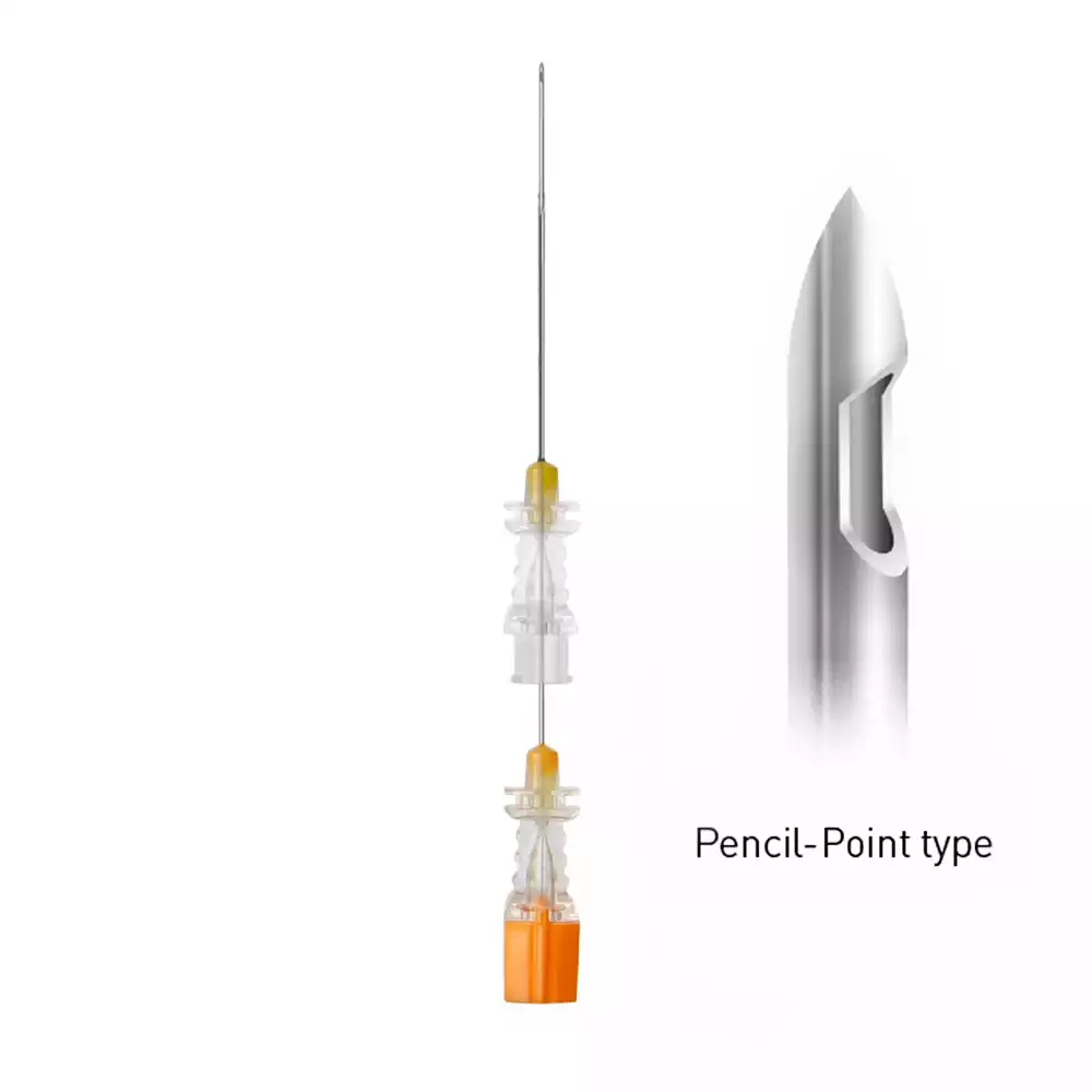 Игла спинальная Pencil Point 25G*4 (0,50*120мм), с проводником 20G×1⅓” (0.9×34мм), стерильная, оранжевая