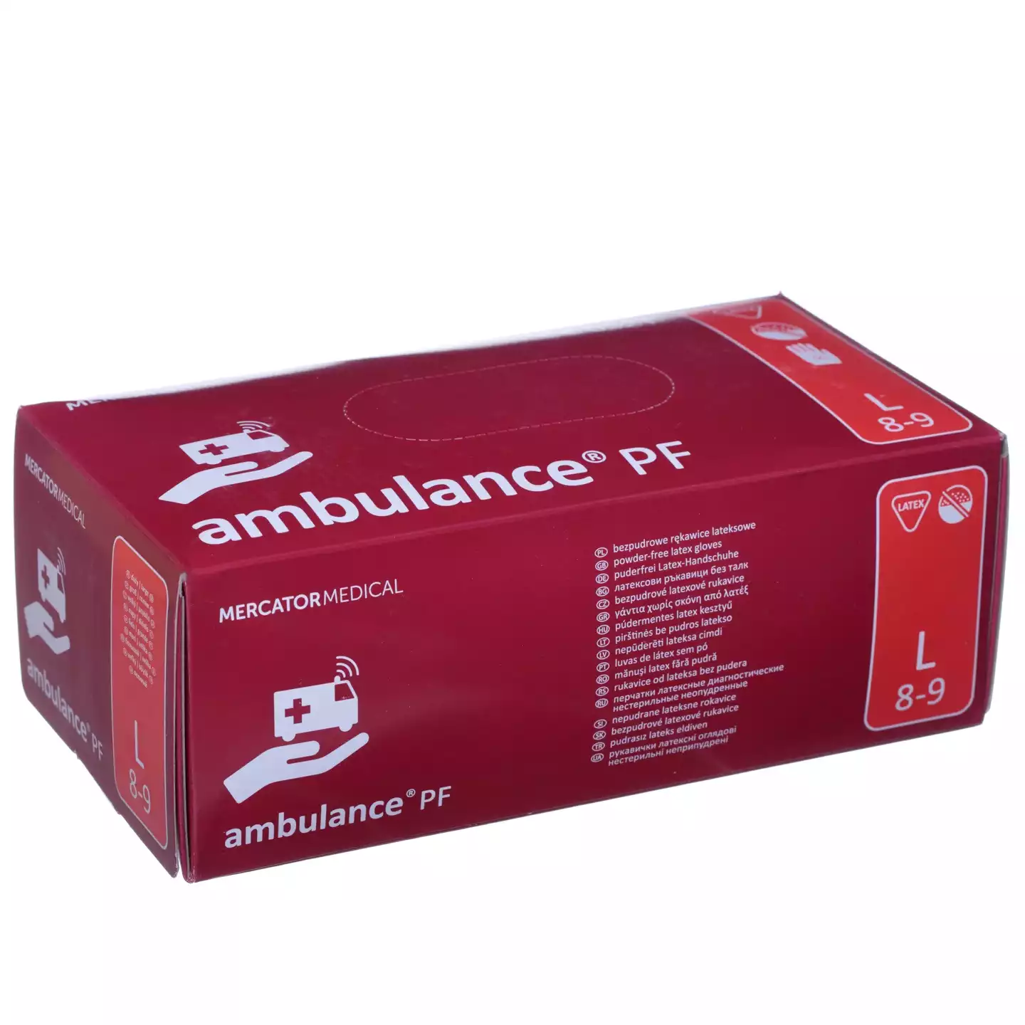 Перчатки Ambulance® PF, размер L, вес 18гр, латексные, неопудренные, повышенной прочности, нестерильные, 25 пар